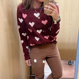 Time and Tru Burgundy Heart Sweater